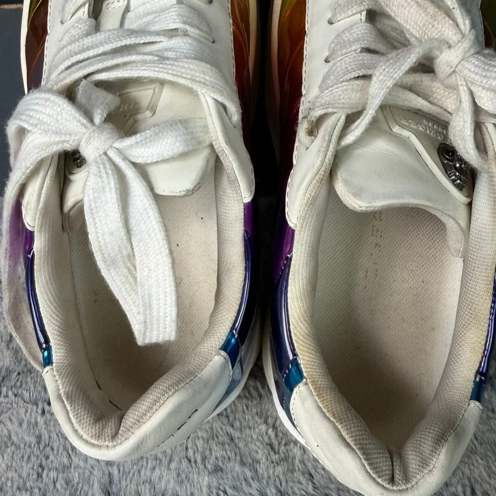 Kurt Geiger London Platform Sneakers Womens 38 White Rainbow Metallic Leather - Picture 6 of 9